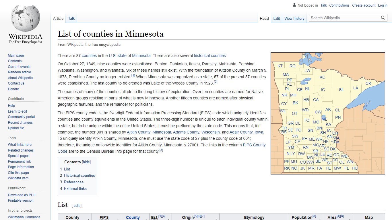 List of counties in Minnesota - Wikipedia